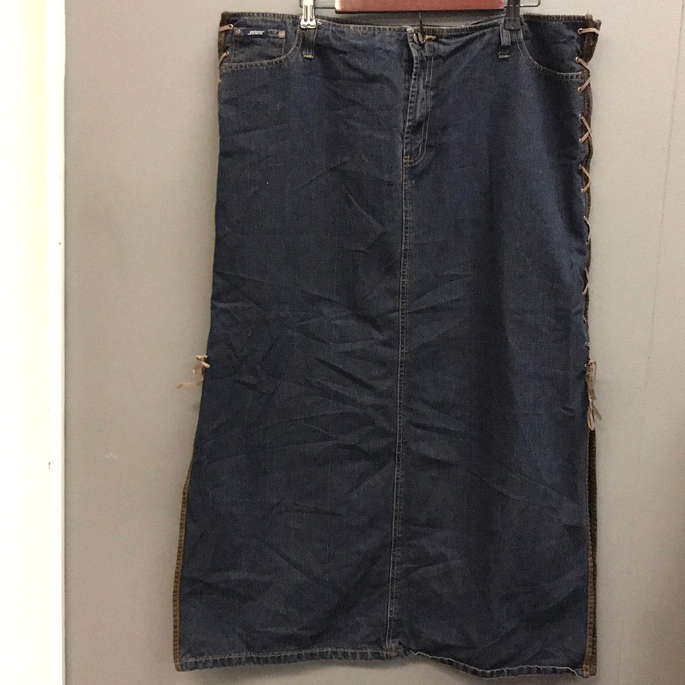 Vintage EUC Sz 18 BOHO Jean Skirt Dark Wash CUTE